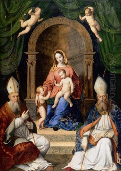 The Madonna And Child Enthroned With The Infant Saint John The Baptist And Two Bishop Saints - view 1