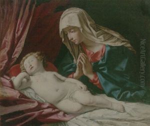 The Madonna Adoring The Sleeping Child by Giovanni Battiata Salvi, Il Sassoferrato