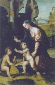 Madonna Con Bambino E San Giovannino by Giovanni Battiata Salvi, Il Sassoferrato