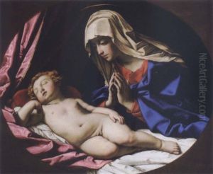 The Virgin And The Sleeping Christ Child by Giovanni Battiata Salvi, Il Sassoferrato