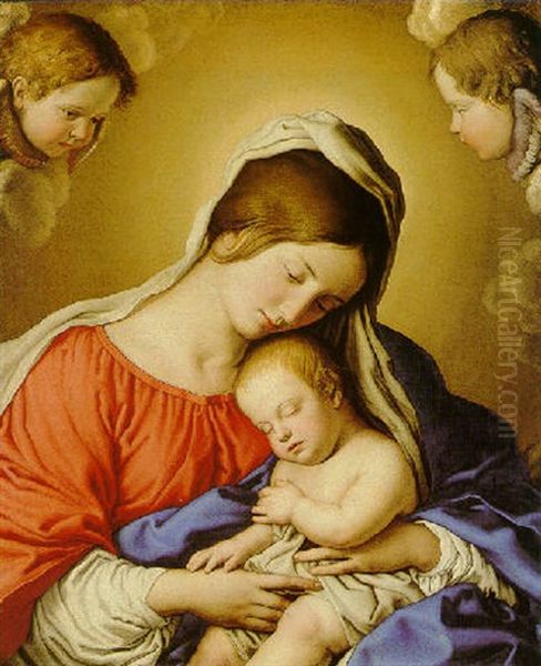 Madonna And Sleeping Child Surrounded By Putti - view 1