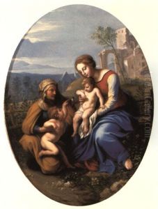 The Madonna And Child With The Infant St. John The Baptist And St. Elizabeth by Giovanni Battiata Salvi, Il Sassoferrato