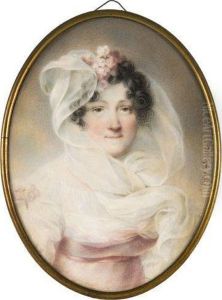 Portrait De Femme Au Voile En Robe Rose by Francois-Jean-Louis Boulanger