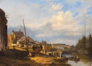 Bord De Riviere Anime by Francois-Jean-Louis Boulanger