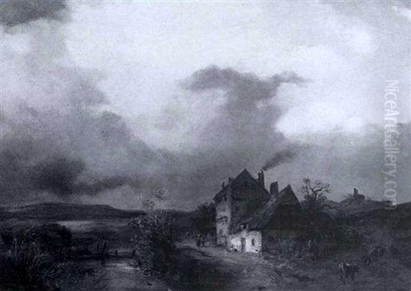 Farm Scene With Stormy Skies - view 1