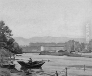 Fischer Am Fluss by Louis Henri Salzmann