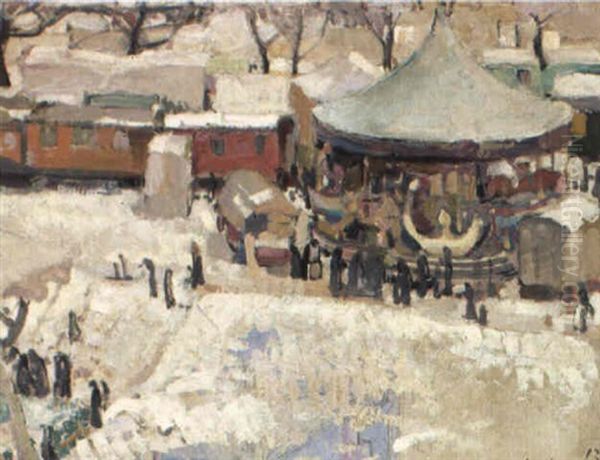 Winterlicher Jahrmarkt Mit Karussell - view 1