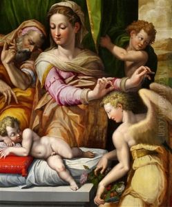 Heilige Familie Mit Engeln by Orazio Samacchini