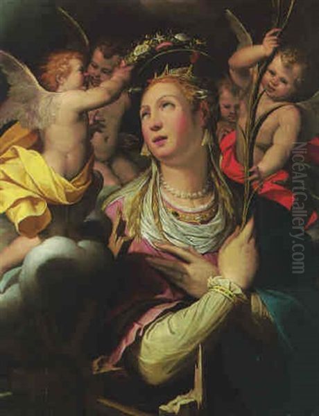 Saint Catherine Of Alexandria With Cherubs - view 1