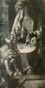 Magdalena Salbt Jesus Die Fube Im Hause Des Pharisaers Simon by Caspar Franz Sambach