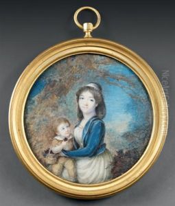 Portrait D'une Mere Et Son Enfant Sur Les Genoux by Jean Baptiste Sambat