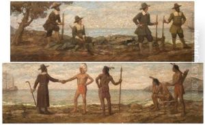Landing Of The Pilgrim Fathers by Detlef Sammann
