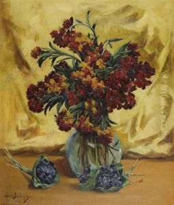 Blumenstrauss In Blumenvase. by Louis-Rene Boulanger