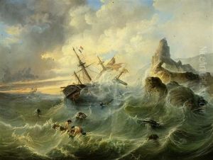 Schiffe Und Figuren In Einer Sturmischen See by George Samuel