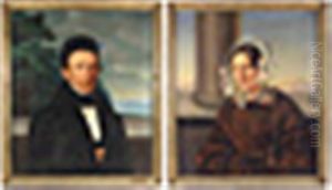 Portraits Of Mr. And Mrs. Rothmann (pair) by Mauritz Samuelson