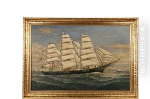 Marine Portrait Of The Ship 'p.r. Hazeltine, E.h. Harriman, Master, Built At Belfast, Maine 1876' by Percy A. Sanborn