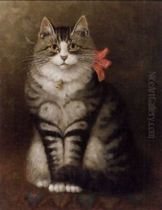 Gray Tiger Cat With Red Bow