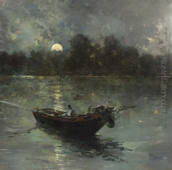 Lago Trasimeno/fishermen On A Boat In Moonlight - view 1