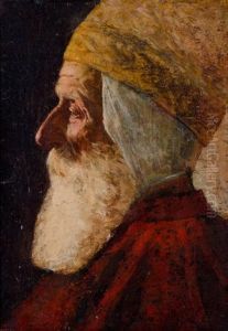Portrait D'un Homme Barbu De Profil by Salvador Sanchez Barbudo
