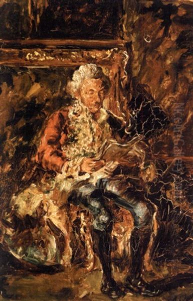 A Collector Examining A Portfolio - view 1