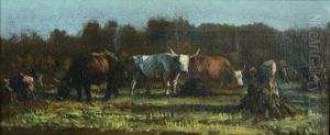 Le Troupeau De Boeufs by Auguste Ii Boulard