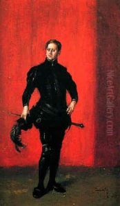 Caballero De Negro Con Jubon Y Espada by Salvador Sanchez Barbudo