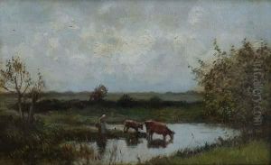 Campesina Con Vacas by Emile Boulard