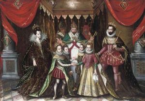 The Double Marriage Of Louis Xiii Of France With Anne Of Austria And Philip, Prince Of Asturias, With Elizabeth Of France by Alonso Sanchez Coello