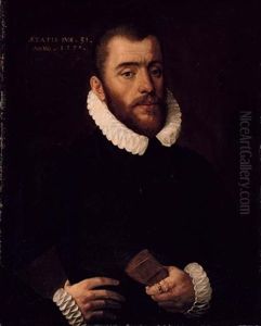Portrait Of A Gentleman In A Black Coat Holding Gloves