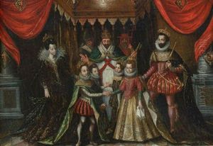 The Double Marriage Of Louis Xiii Of France With Anne Of Austria And Philipp, Prince Of Asturias, With Elizabeth Of France by Alonso Sanchez Coello