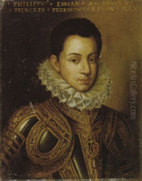 Filippo Emanuele Di Savoia Con Il Collare Dell'annunziata Ed Armatura Decorata Con Nodi Sabaudi - view 1