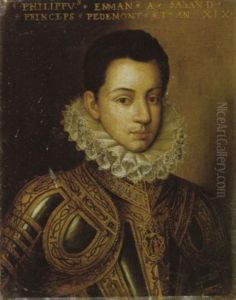 Filippo Emanuele Di Savoia Con Il Collare Dell'annunziata Ed Armatura Decorata Con Nodi Sabaudi