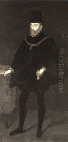 Portrait Of Philip Ii Standing And Holding A Letter At A Table - view 1