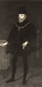Portrait Of Philip Ii Standing And Holding A Letter At A Table by Alonso Sanchez Coello