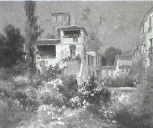 Spanish Villa With Gardens by Emilio Sanchez Sola
