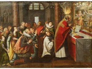 Saint Louis De Gonzague Recevant La Premiere Communion De Saint Charles Borromee