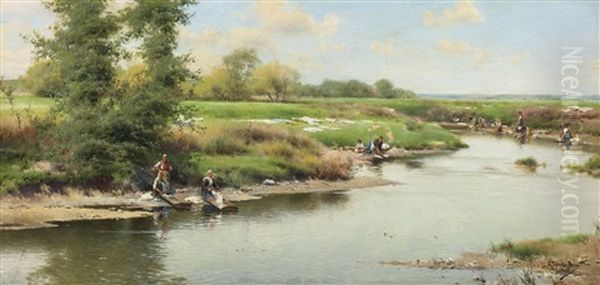 Washerwomen At The Edge Of The River, Guillena - view 1