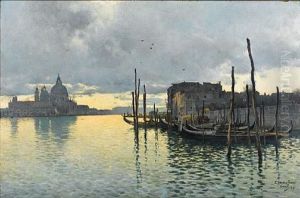 Evening, Looking Towards The Grand Canal With Santa Maria Della Salute In The Distance