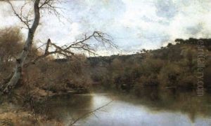 A Figure In A River Landscape A Figure In A River Landscape
