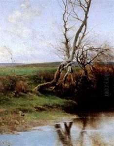 Birch Trees By A Pond by Emilio Sanchez-Perrier