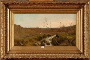 Paysage Anime Au Ruisseau by Hippolyte Boulenger