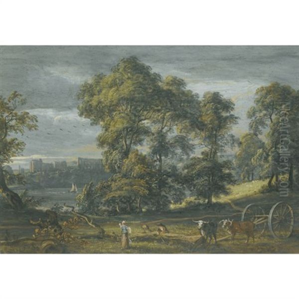 Chepstow Castle, With A Wood-cutter And His Family In The Foreground - view 1