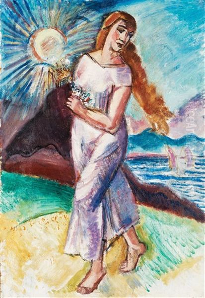 Woman In Sunny Landscape - view 1