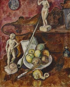 Nature Morte Med Statyetter by Goesta (Adrian G. Fabian) Sandels