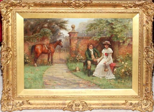 Courting Couple In Garden With Horse - view 1