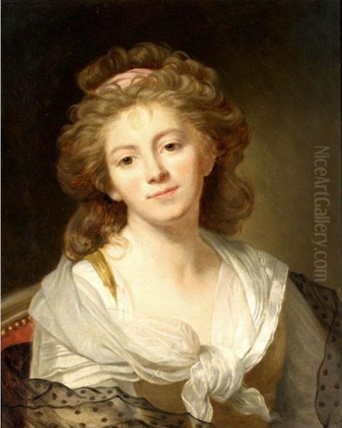 Self-portrait , Head And Shoulders, Wearing A Yellow Dress With A White Collar And A Pink Hair Ribbon - view 1