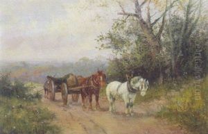 A Wagon On A Country Road by John Sanderson-Wells