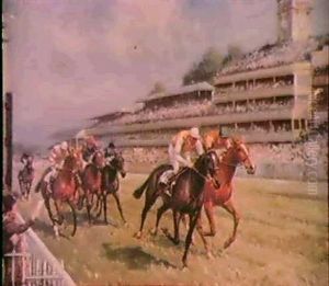English Horse Racing Scene by John Sanderson-Wells