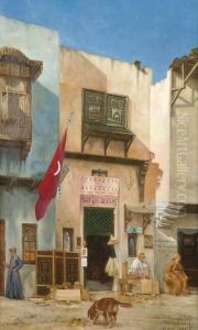 Scene Animee Dans Une Rue De Constantinople by Abel Boulineau