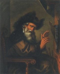 Alterer Mann, Sich Am Feuer Warmend - Allegorie Des Januar